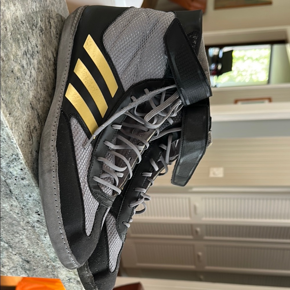Adidas Black and Gold Athletic Shoes with Performance Sole - wrestling